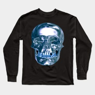 Blue Chrome Skull Long Sleeve T-Shirt